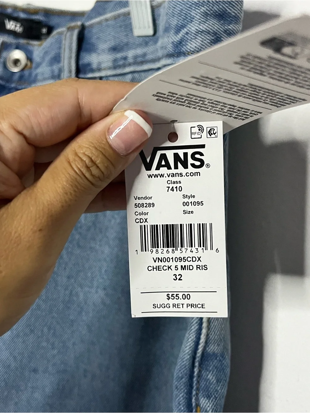 New Vans Check 5 Mid-rise Baggy Denim Shorts Size 32